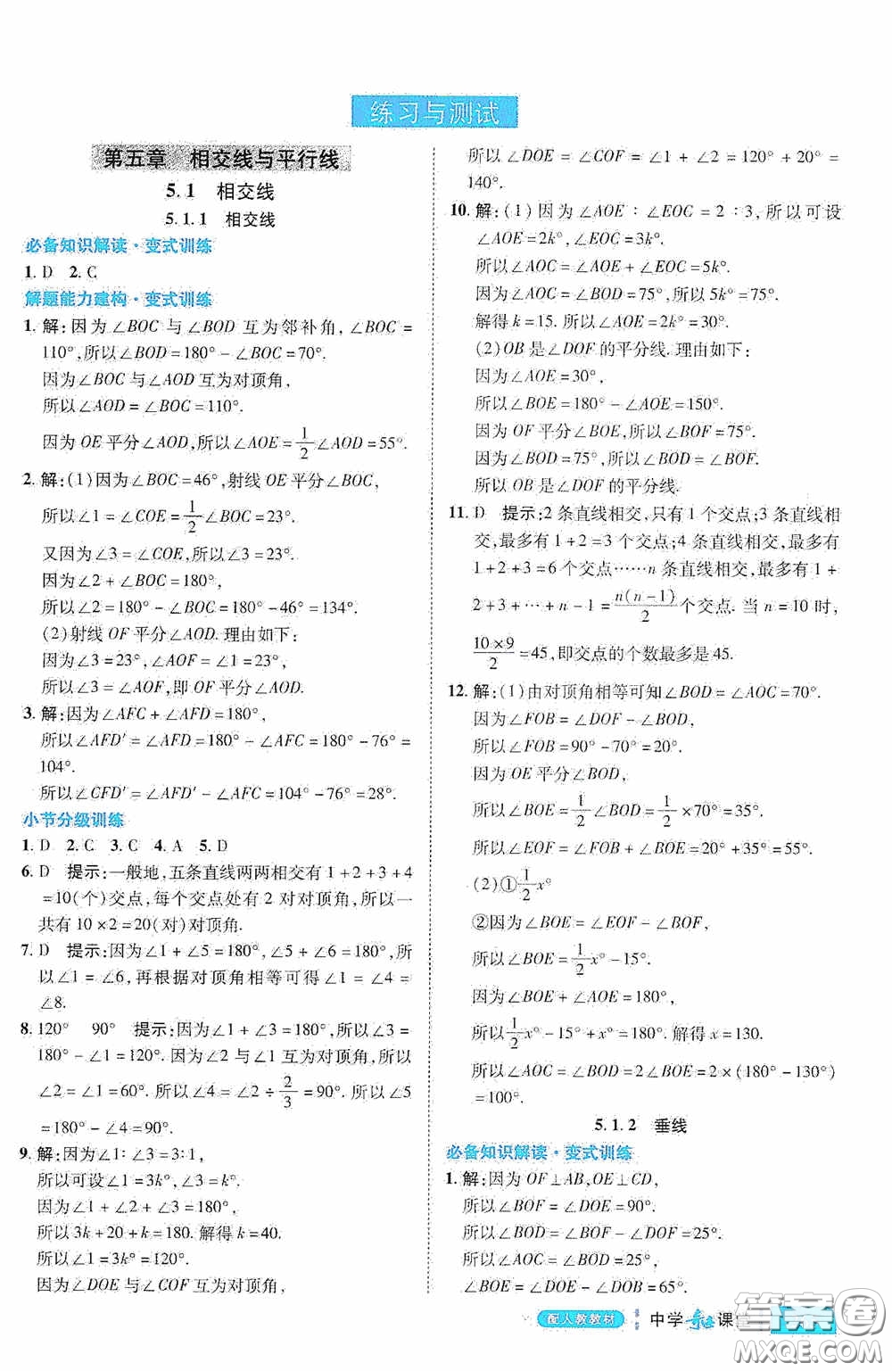 世紀(jì)英才中學(xué)奇跡課堂2020期末專(zhuān)題總復(fù)習(xí)七年級(jí)數(shù)學(xué)下冊(cè)人教版教材答案