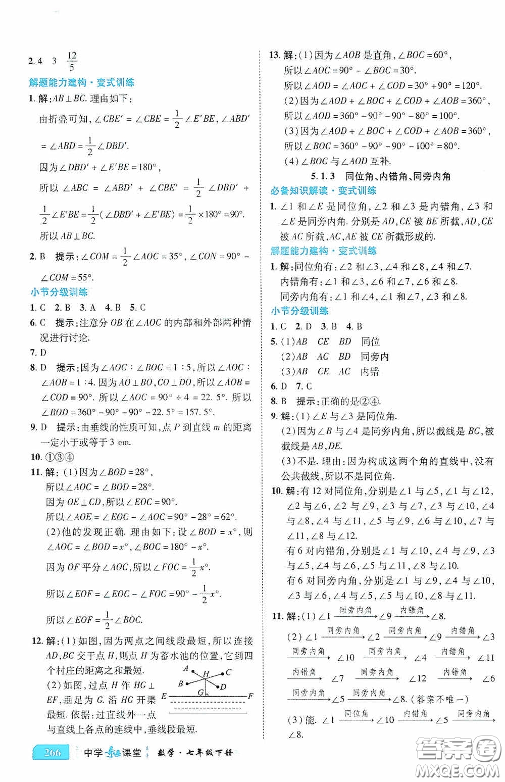 世紀(jì)英才中學(xué)奇跡課堂2020期末專(zhuān)題總復(fù)習(xí)七年級(jí)數(shù)學(xué)下冊(cè)人教版教材答案