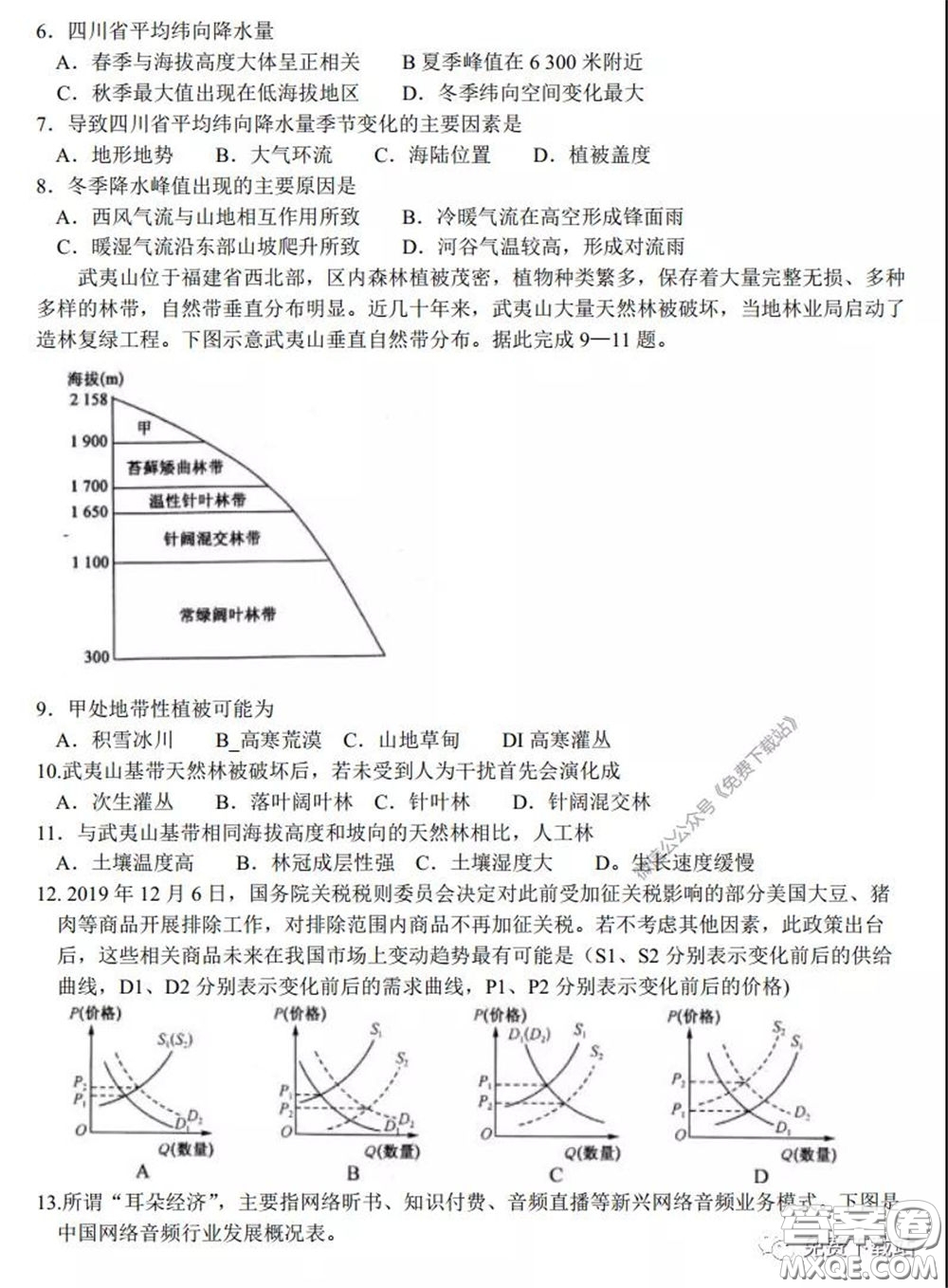 2020年安徽省江南十校綜合素質(zhì)檢測文科綜合試題及答案