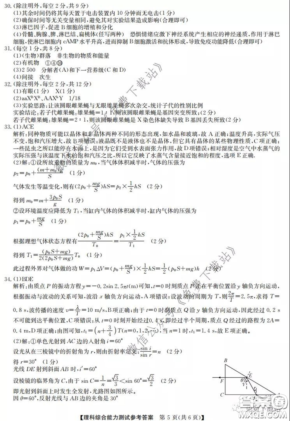 2020年安徽省江南十校綜合素質檢測理科綜合試題及答案