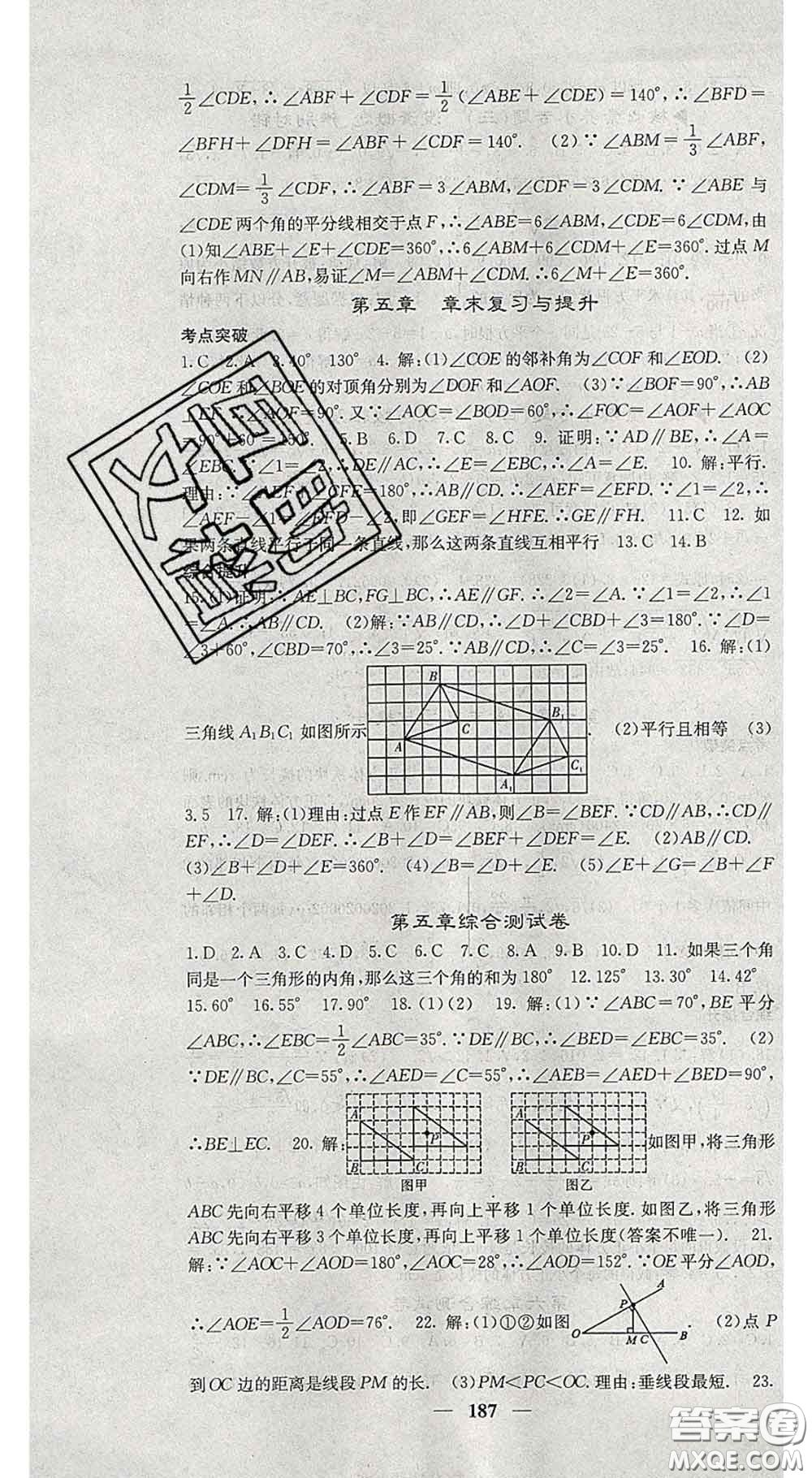 四川大學出版社2020春名校課堂內(nèi)外七年級數(shù)學下冊人教版答案