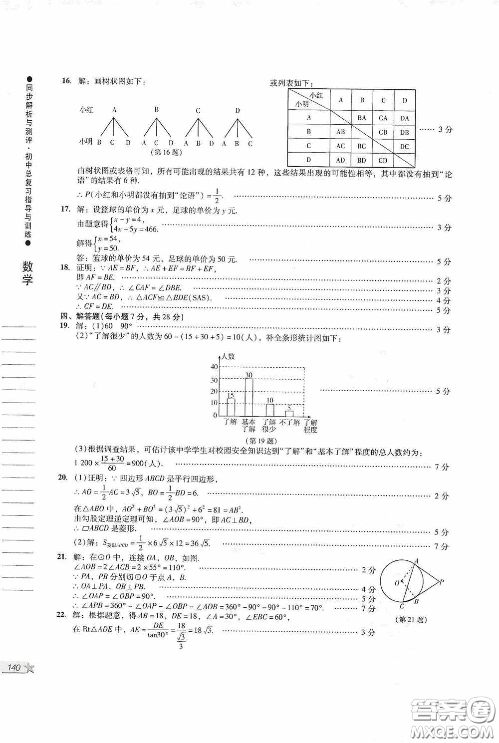 人民教育出版社2020同步解析與測評初中總復(fù)習(xí)指導(dǎo)與訓(xùn)練數(shù)學(xué)答案