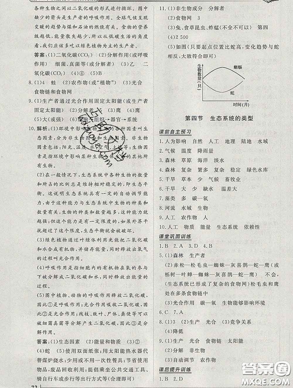 2020新版標(biāo)準(zhǔn)課堂作業(yè)八年級生物下冊濟(jì)南版參考答案