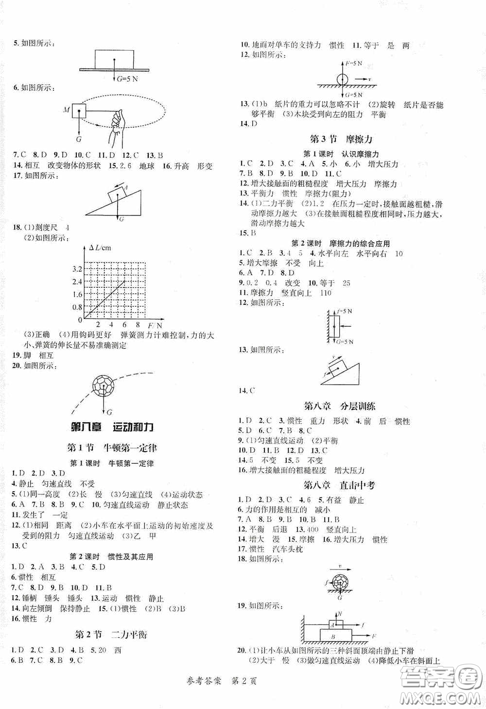 新疆青少年出版社2020高效課堂八年級(jí)物理下冊(cè)人教版答案