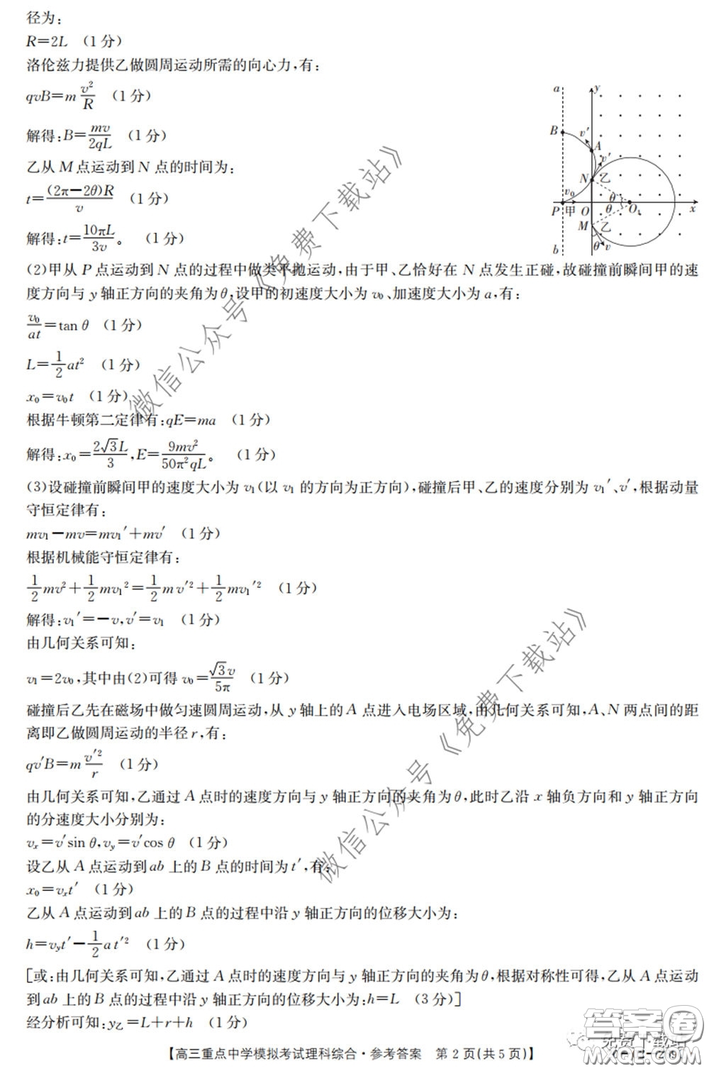 2020年江西金太陽(yáng)高三重點(diǎn)中學(xué)模擬考試?yán)砜凭C合試題及答案