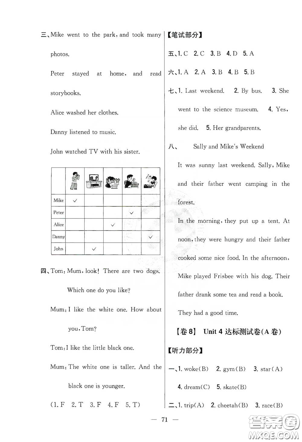 吉林人民出版社2020小學(xué)教材完全考卷六年級英語下冊新課標(biāo)人教版答案