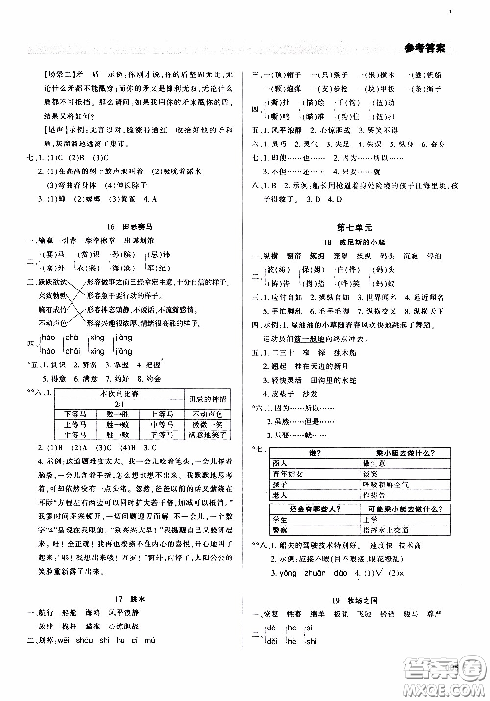 2020年學(xué)習(xí)質(zhì)量監(jiān)測(cè)語文五年級(jí)下冊(cè)人教版參考答案