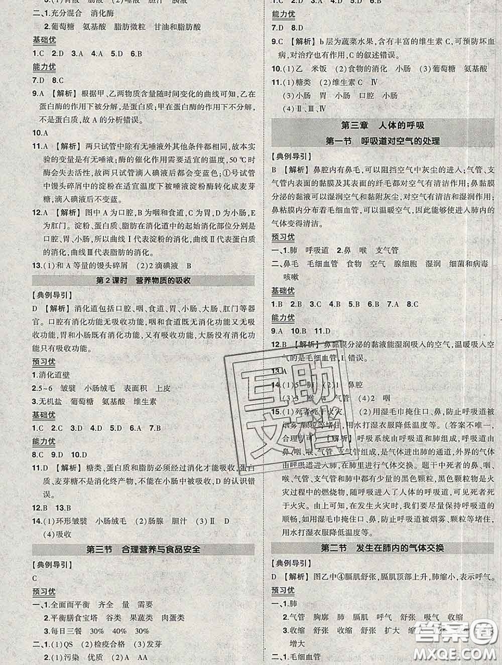 狀元成才路2020春創(chuàng)優(yōu)作業(yè)七年級生物下冊人教版答案