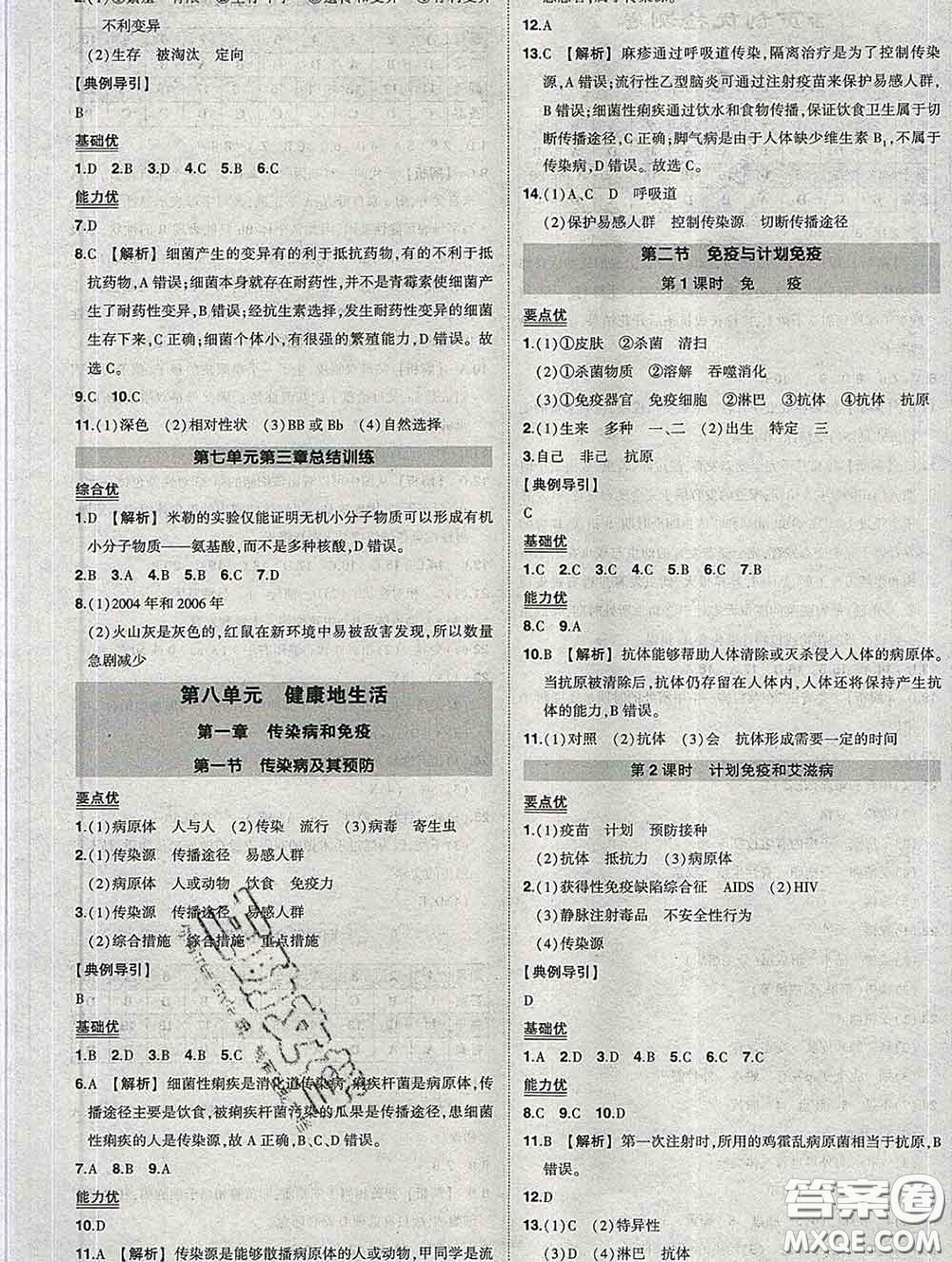 狀元成才路2020春創(chuàng)優(yōu)作業(yè)八年級(jí)生物下冊(cè)人教版答案