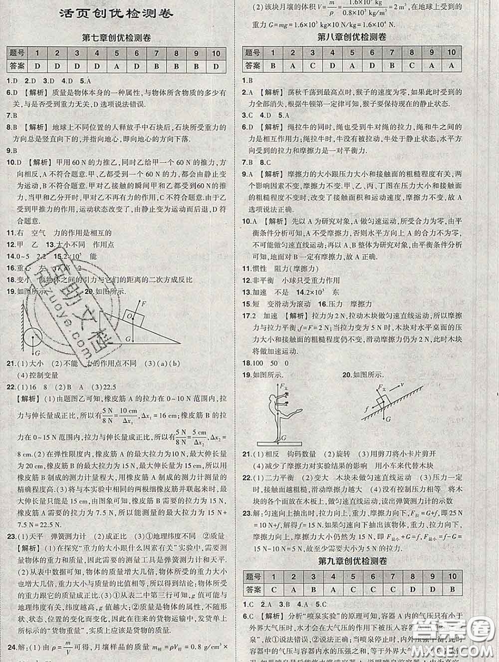 狀元成才路2020春創(chuàng)優(yōu)作業(yè)八年級物理下冊人教版答案