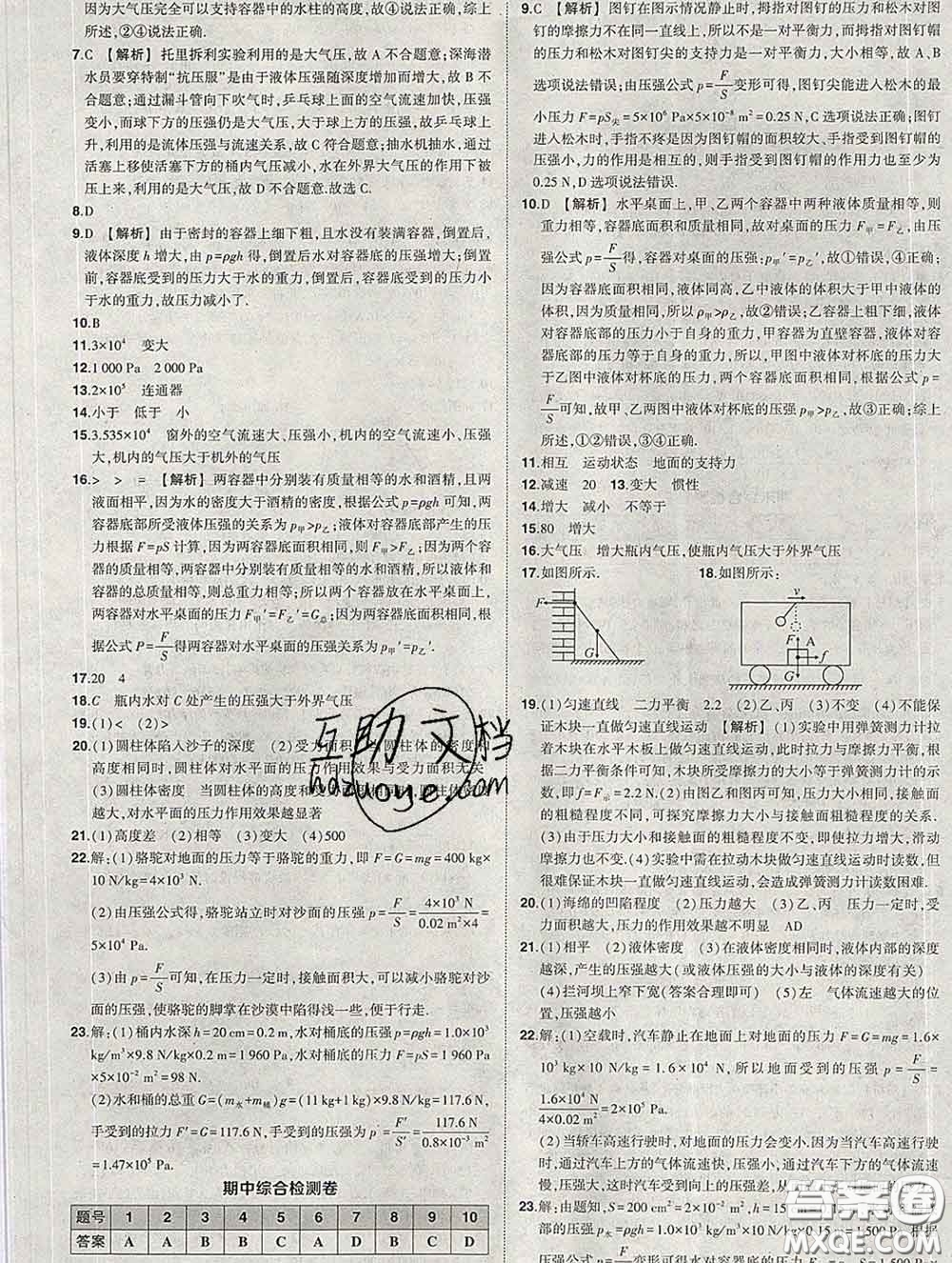 狀元成才路2020春創(chuàng)優(yōu)作業(yè)八年級物理下冊人教版答案