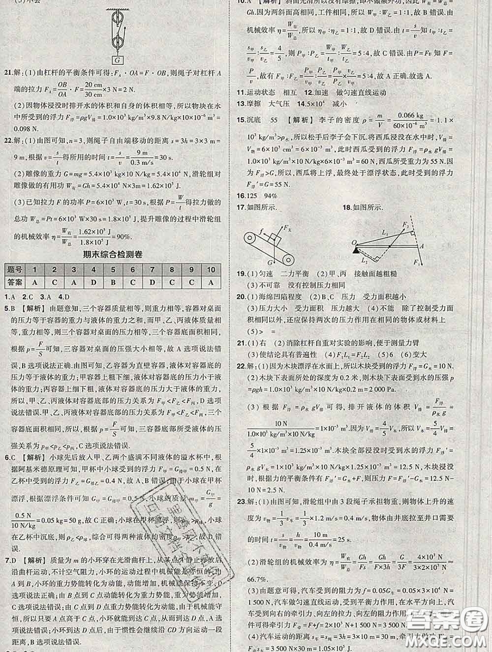 狀元成才路2020春創(chuàng)優(yōu)作業(yè)八年級物理下冊人教版答案