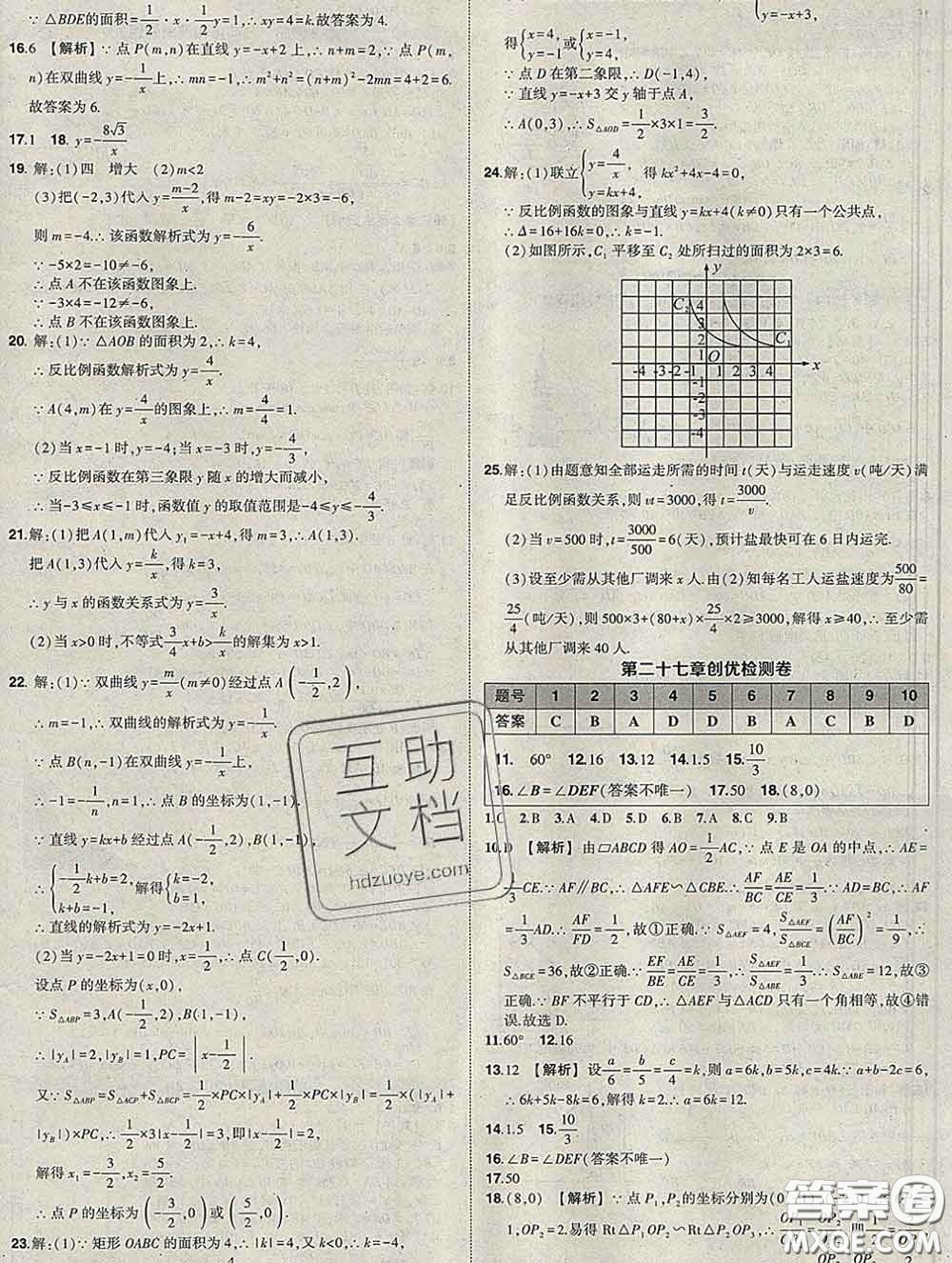 狀元成才路2020春創(chuàng)優(yōu)作業(yè)九年級(jí)數(shù)學(xué)下冊(cè)人教版答案