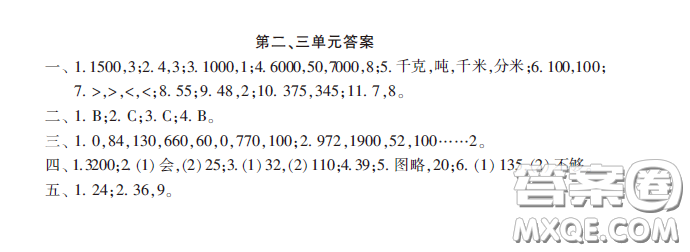 小學生數(shù)學報2020年春三年級下學期第二三單元答案