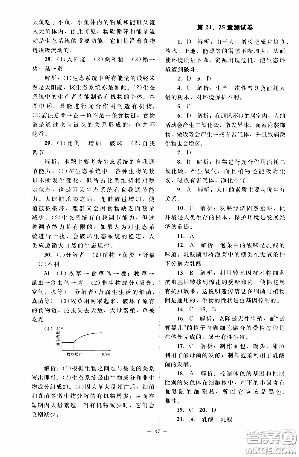 2020年課內(nèi)課外直通車生物八年級(jí)下冊(cè)北師大版參考答案