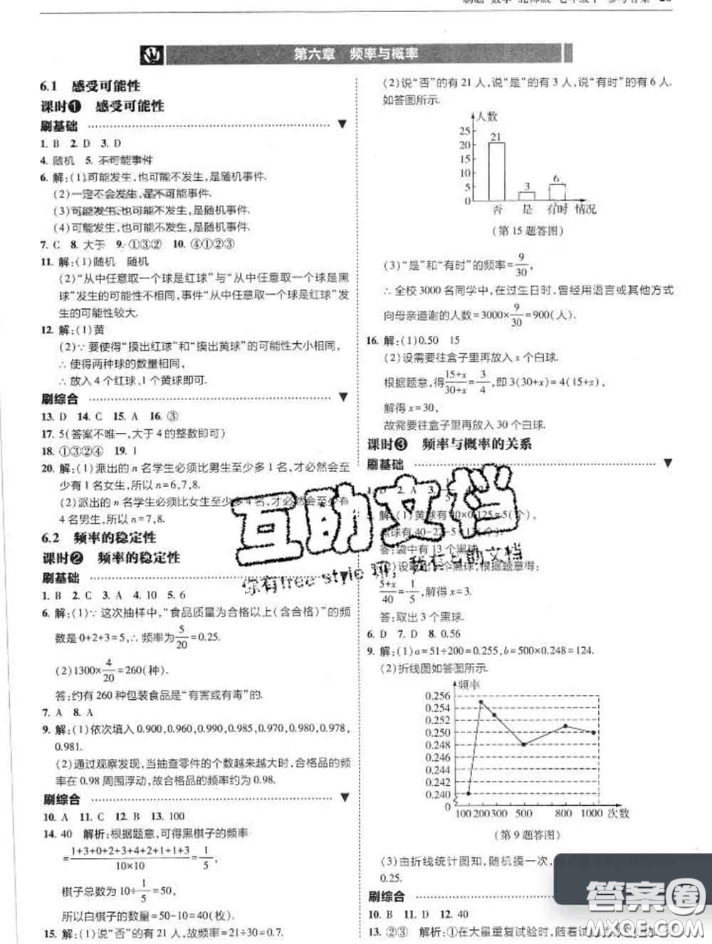 東北師范大學(xué)出版社2020春北大綠卡刷題七年級(jí)數(shù)學(xué)下冊(cè)北師版答案