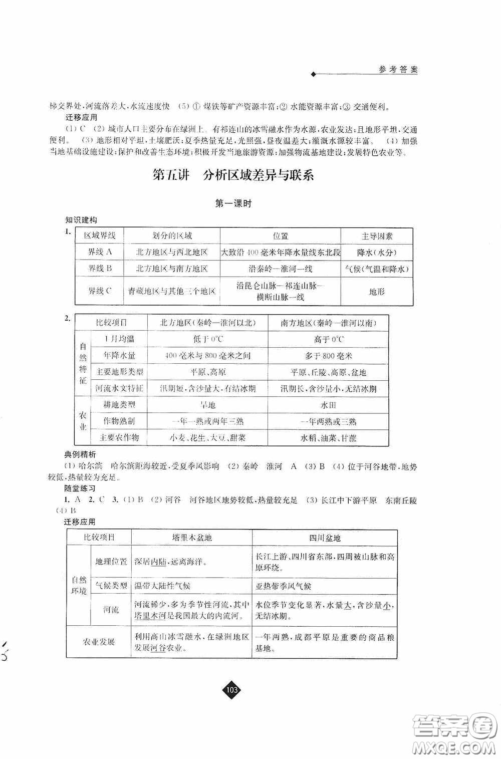 江蘇人民出版社2020年中考復(fù)習(xí)指南地理答案