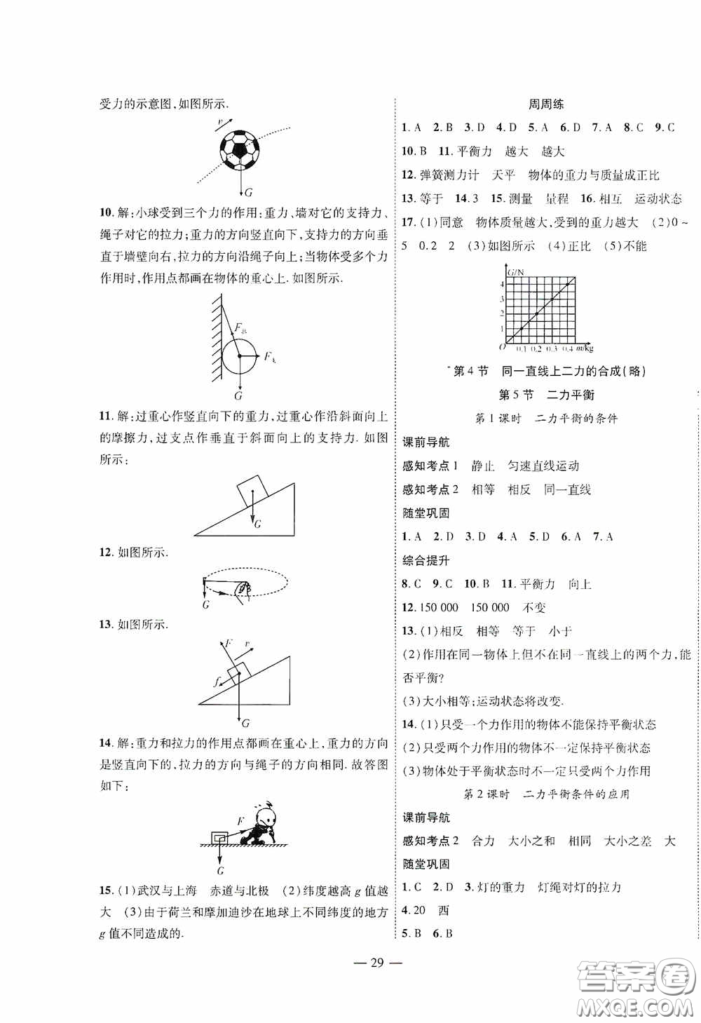 世界圖書(shū)出版公司2020新課程成長(zhǎng)資源課時(shí)精練八年級(jí)物理下冊(cè)北師大版答案