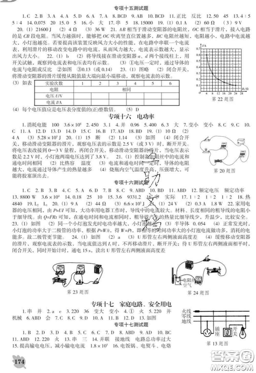 2020新版新課程物理能力培養(yǎng)九年級物理下冊人教版D版答案