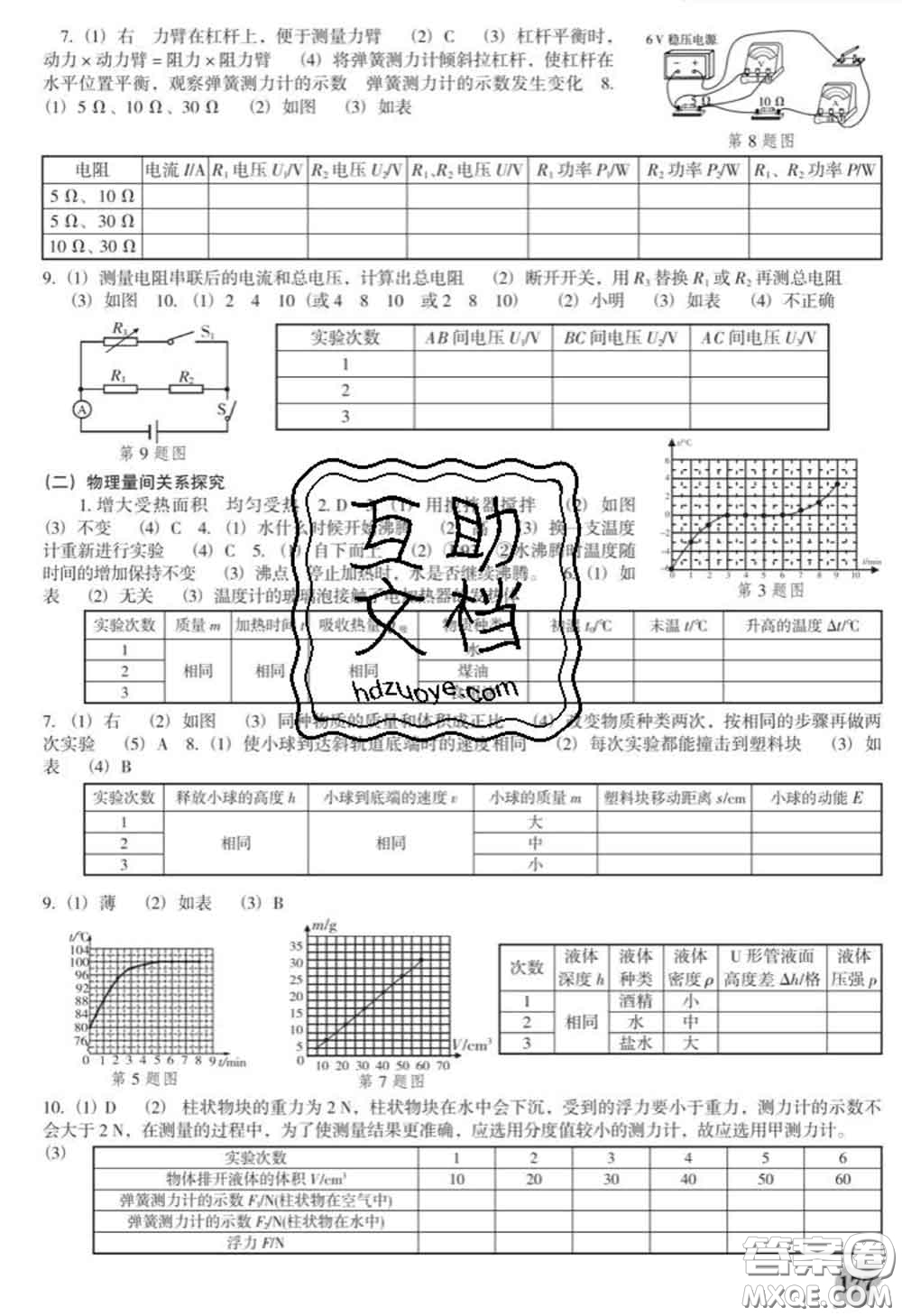 2020新版新課程物理能力培養(yǎng)九年級物理下冊人教版D版答案