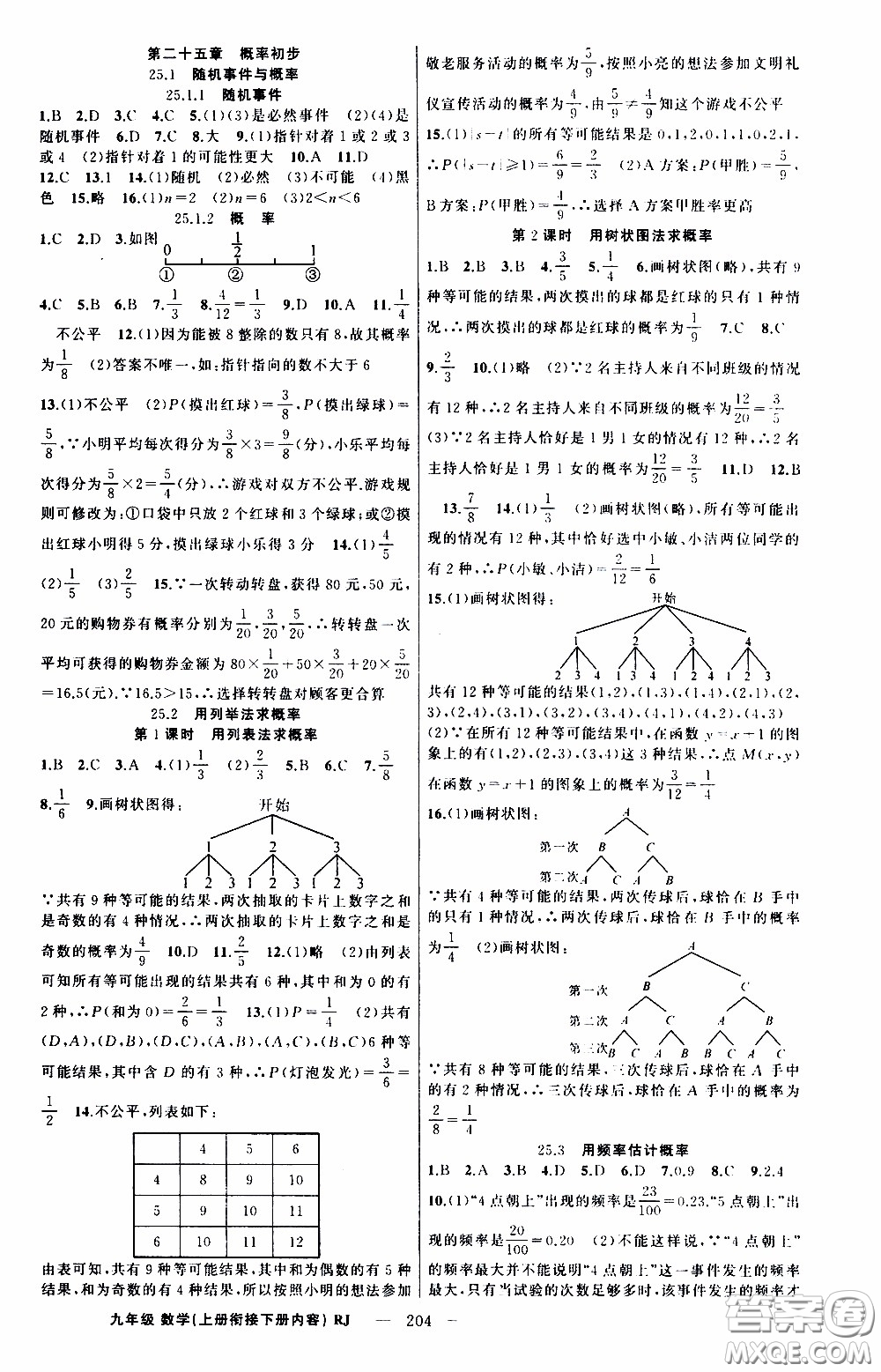 2020年學(xué)生課程精巧訓(xùn)練課堂創(chuàng)新學(xué)練測數(shù)學(xué)九年級下RJ人教版參考答案