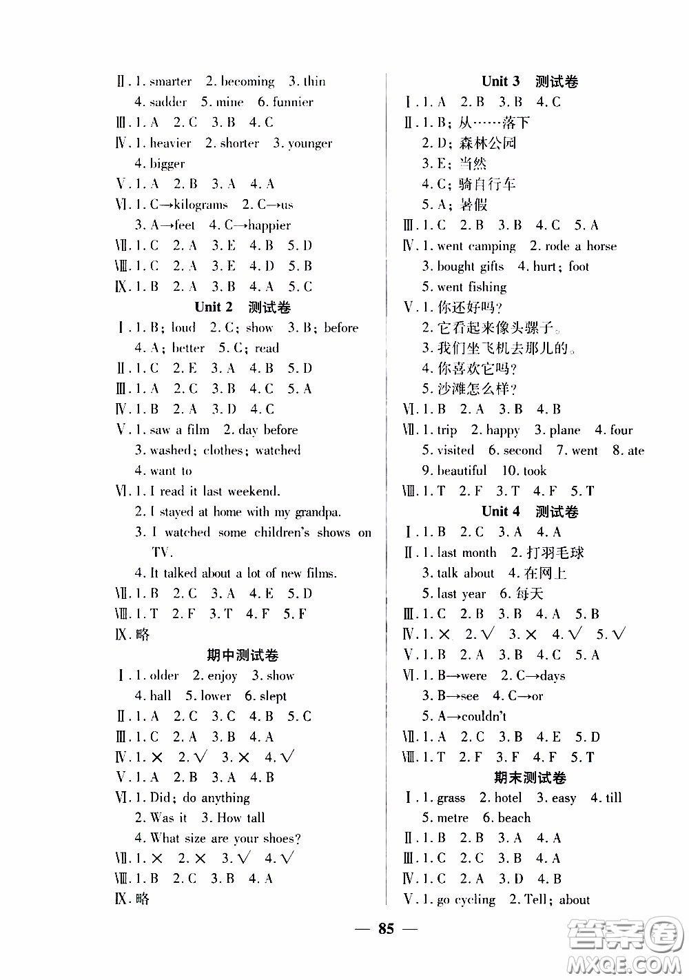 2020年奪冠新課堂隨堂練測(cè)英語(yǔ)六年級(jí)下冊(cè)RJ人教版參考答案