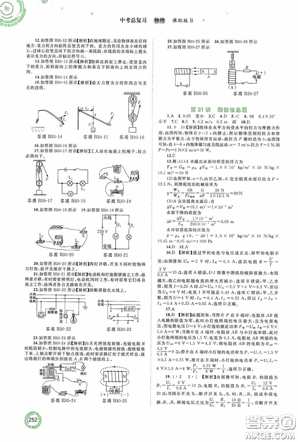 廣西教育出版社2020中考先鋒中考總復習物理課標版B答案