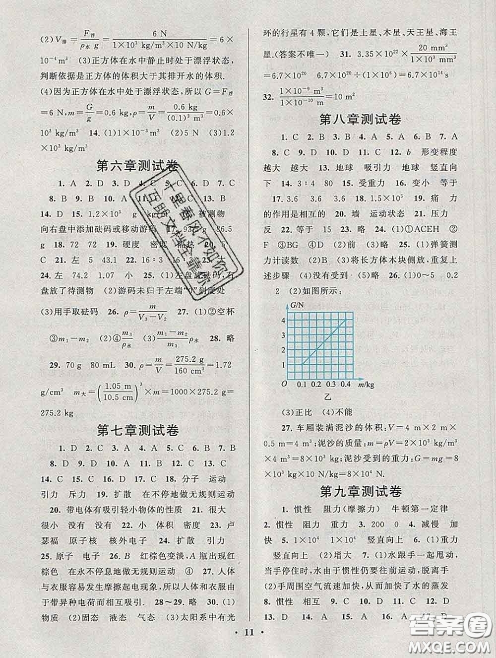 2020新版啟東黃岡作業(yè)本八年級物理下冊蘇科版答案