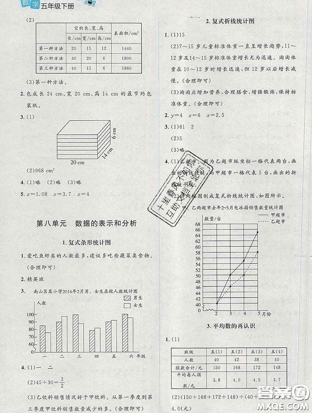 2020春課堂精練五年級數(shù)學下冊北師版吉林專版答案