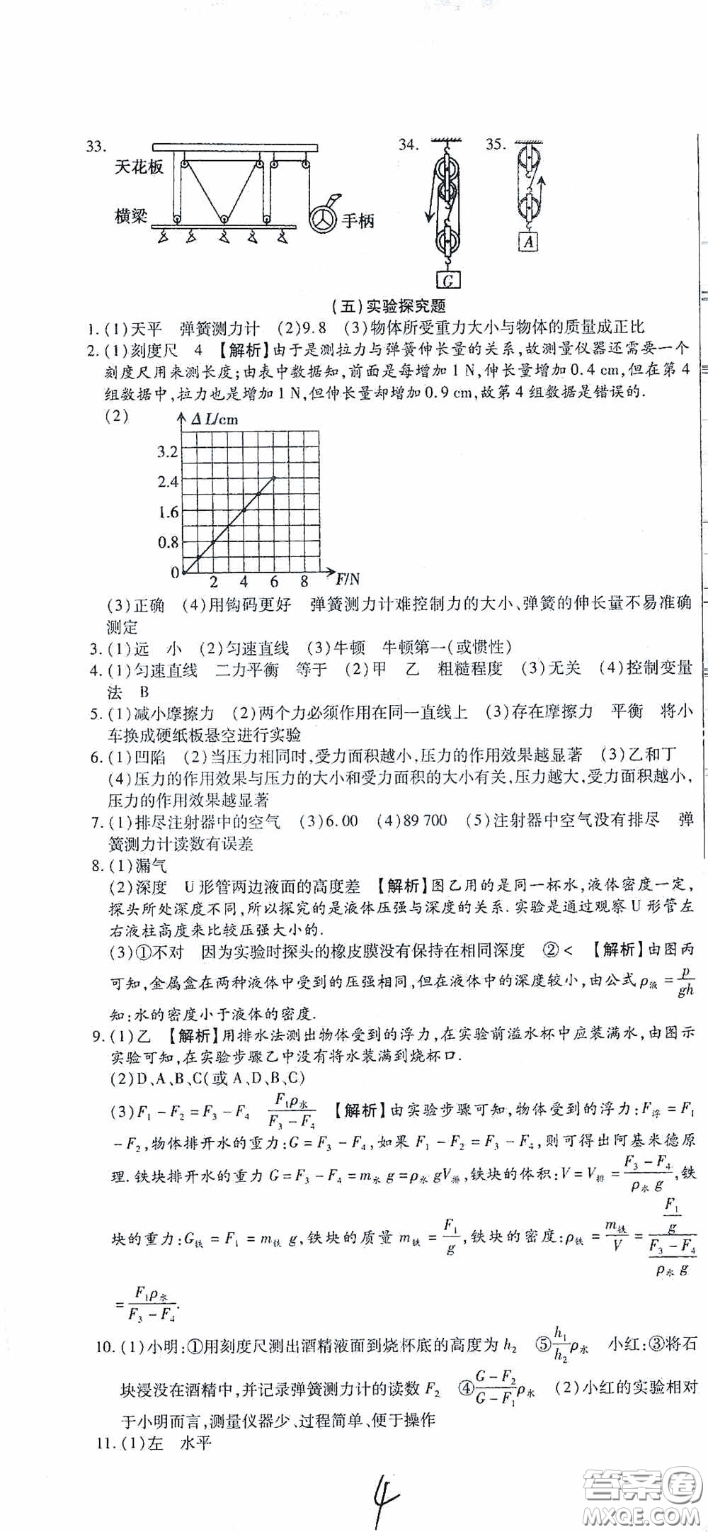 全程測評試卷2020期末復習大沖刺八年級物理下冊答案