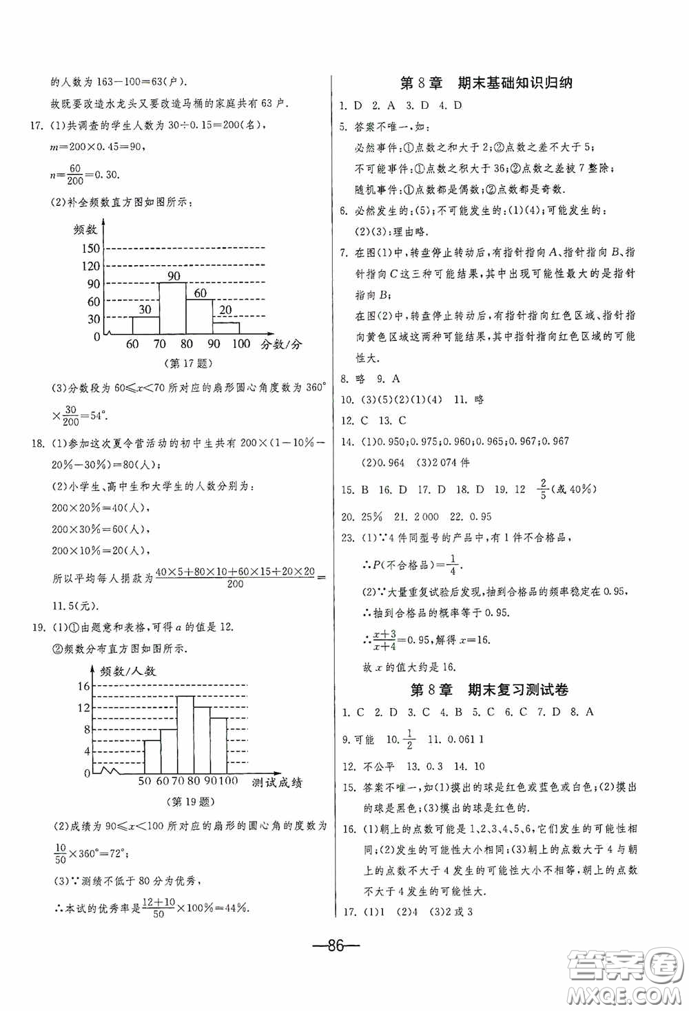 江蘇人民出版社2020期末闖關(guān)沖刺100分八年級(jí)數(shù)學(xué)下冊(cè)江蘇科教JSKJ版答案