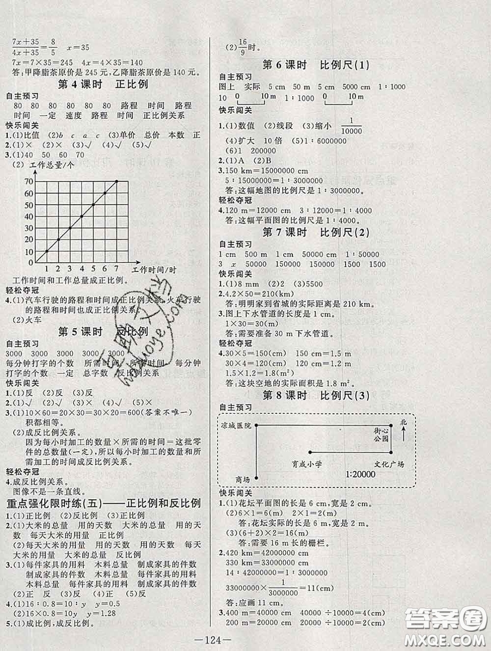 2020新版A+優(yōu)化作業(yè)本六年級數(shù)學下冊人教版參考答案