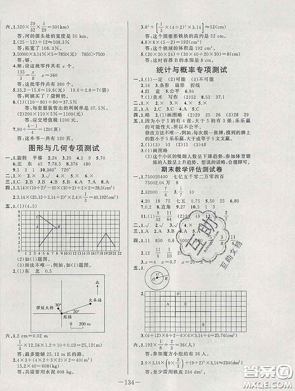 2020新版A+優(yōu)化作業(yè)本六年級數(shù)學下冊人教版參考答案