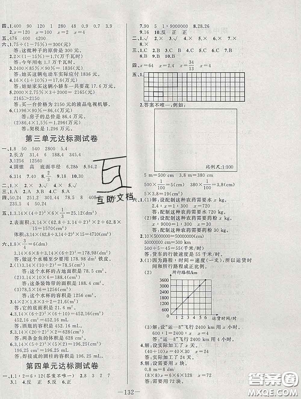 2020新版A+優(yōu)化作業(yè)本六年級數(shù)學下冊人教版參考答案