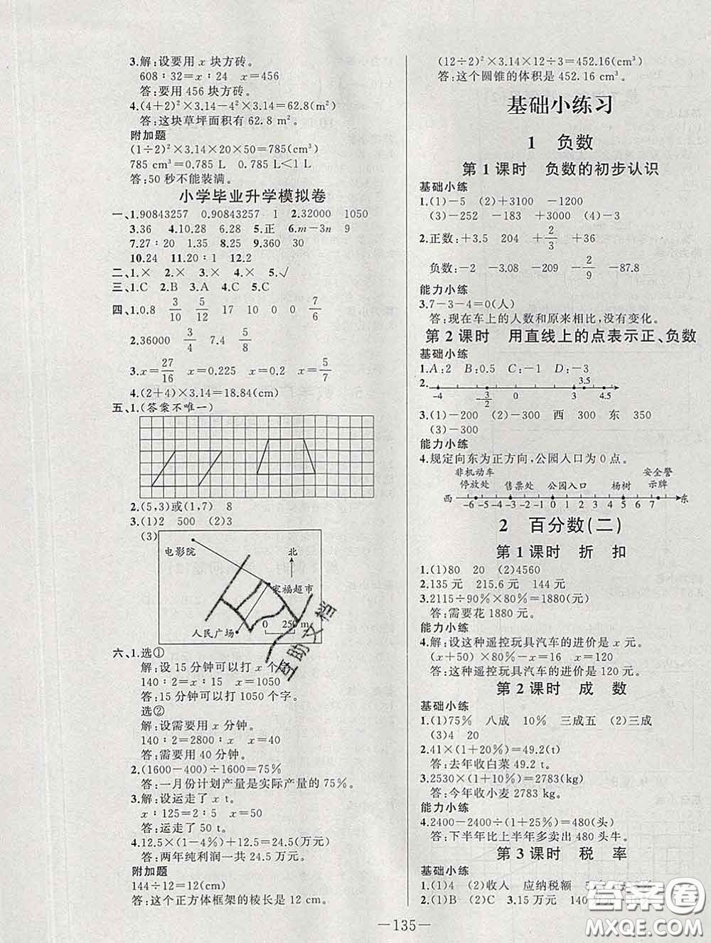 2020新版A+優(yōu)化作業(yè)本六年級數(shù)學下冊人教版參考答案