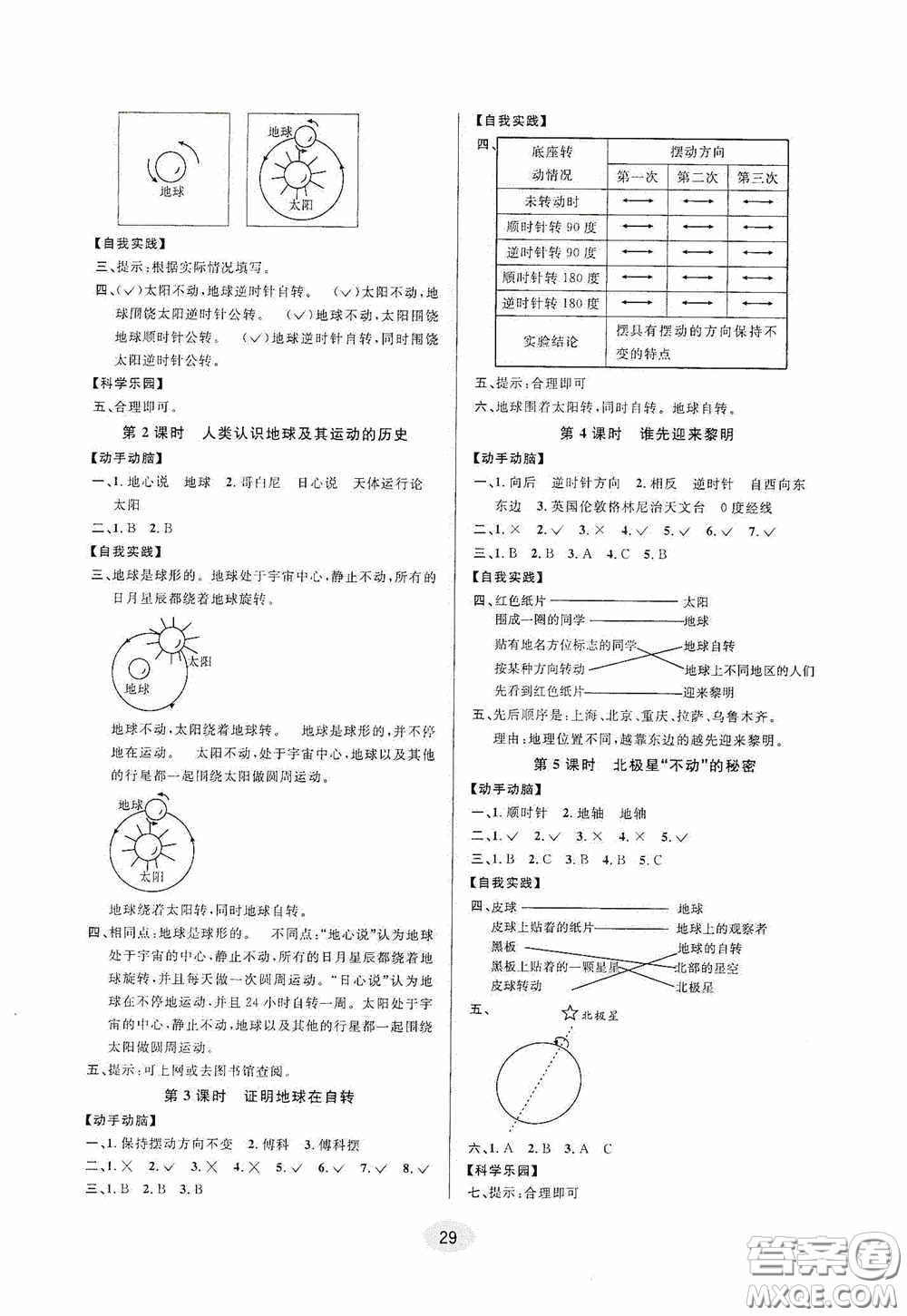 河海大學(xué)出版社2020同步特訓(xùn)小博士五年級科學(xué)人教版下冊答案