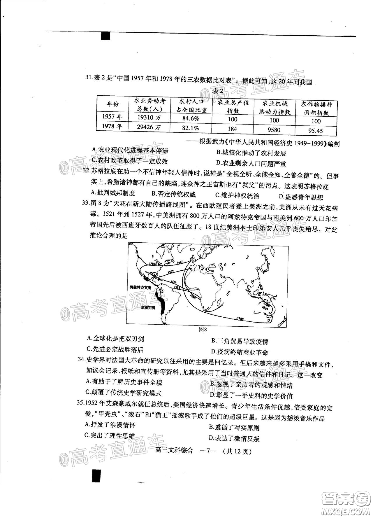 2020年4月福州市高中畢業(yè)班質(zhì)量檢測(cè)文科綜合試題及答案