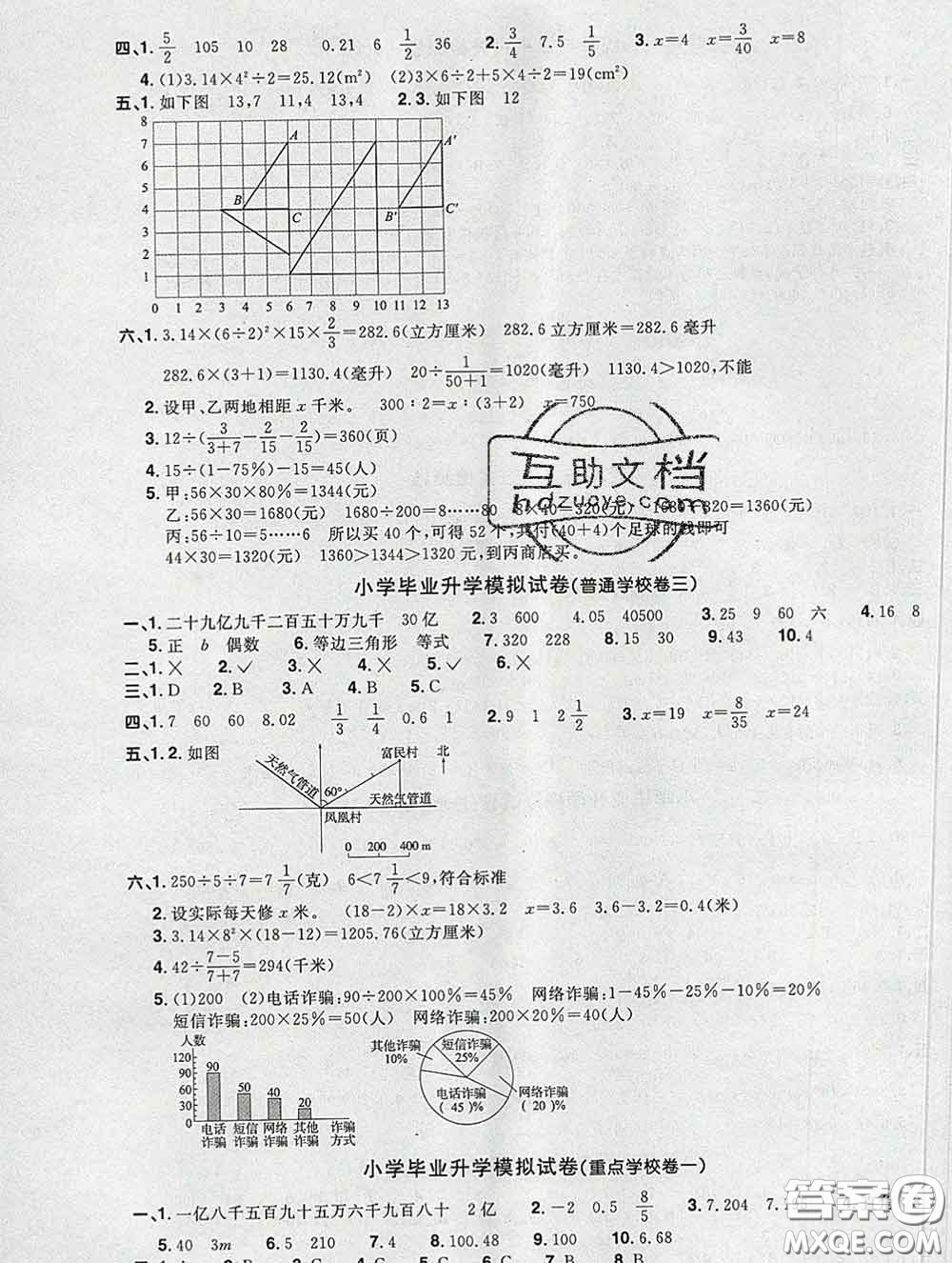 2020新版陽光同學(xué)一線名師全優(yōu)好卷六年級數(shù)學(xué)下冊青島版答案