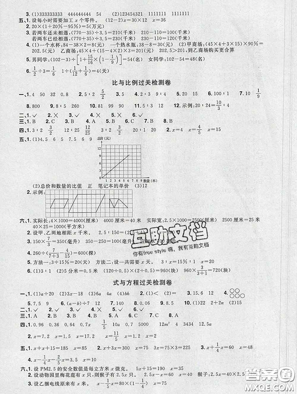 2020新版陽光同學(xué)一線名師全優(yōu)好卷六年級數(shù)學(xué)下冊青島版答案