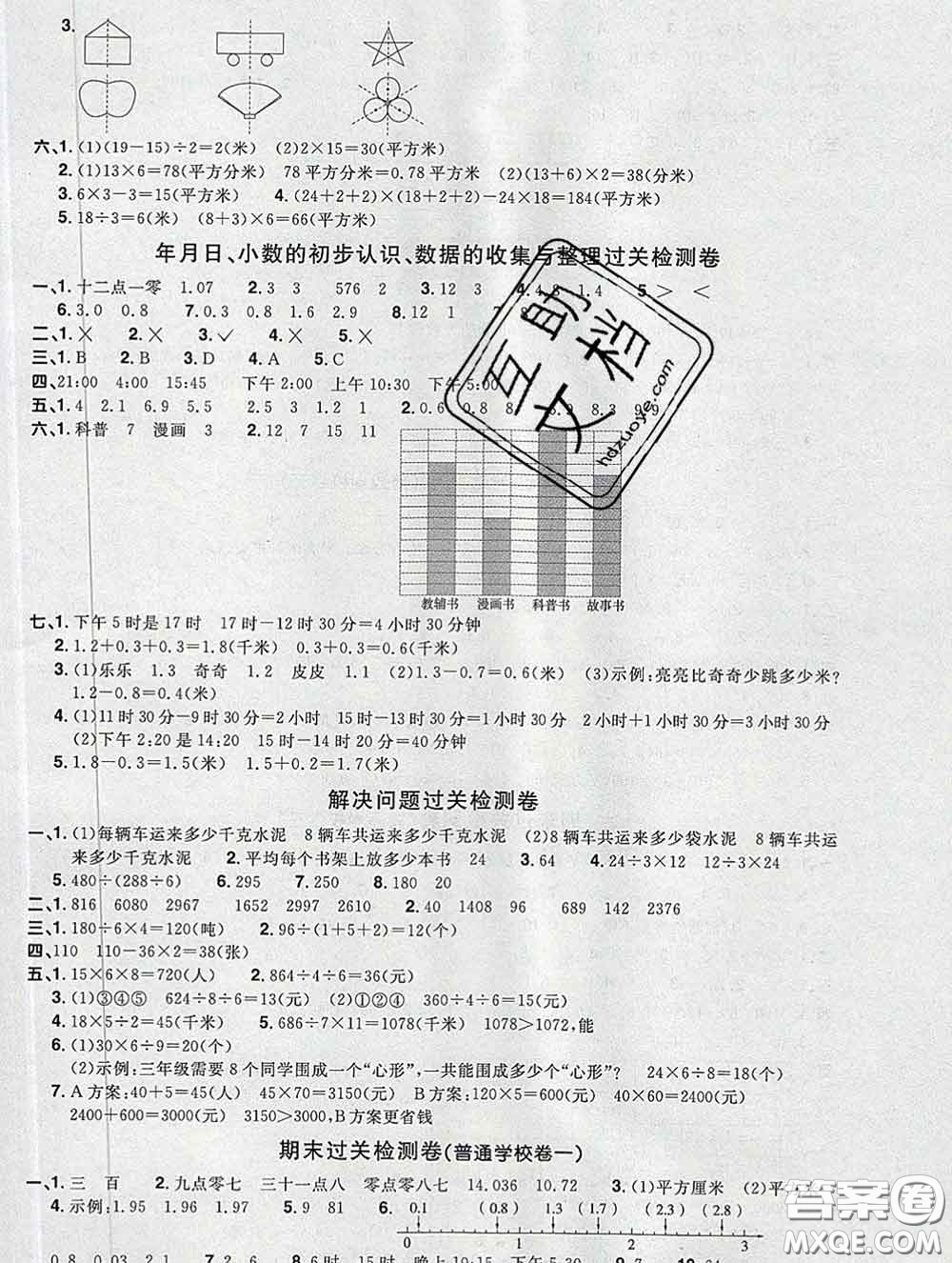 2020新版陽光同學一線名師全優(yōu)好卷三年級數(shù)學下冊青島版答案