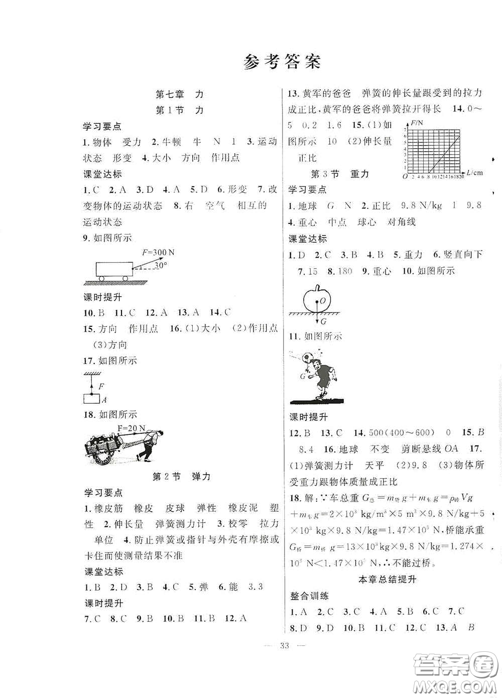 合肥大學(xué)出版社2020全頻道課時(shí)作業(yè)八年級(jí)物理下冊(cè)人教版答案