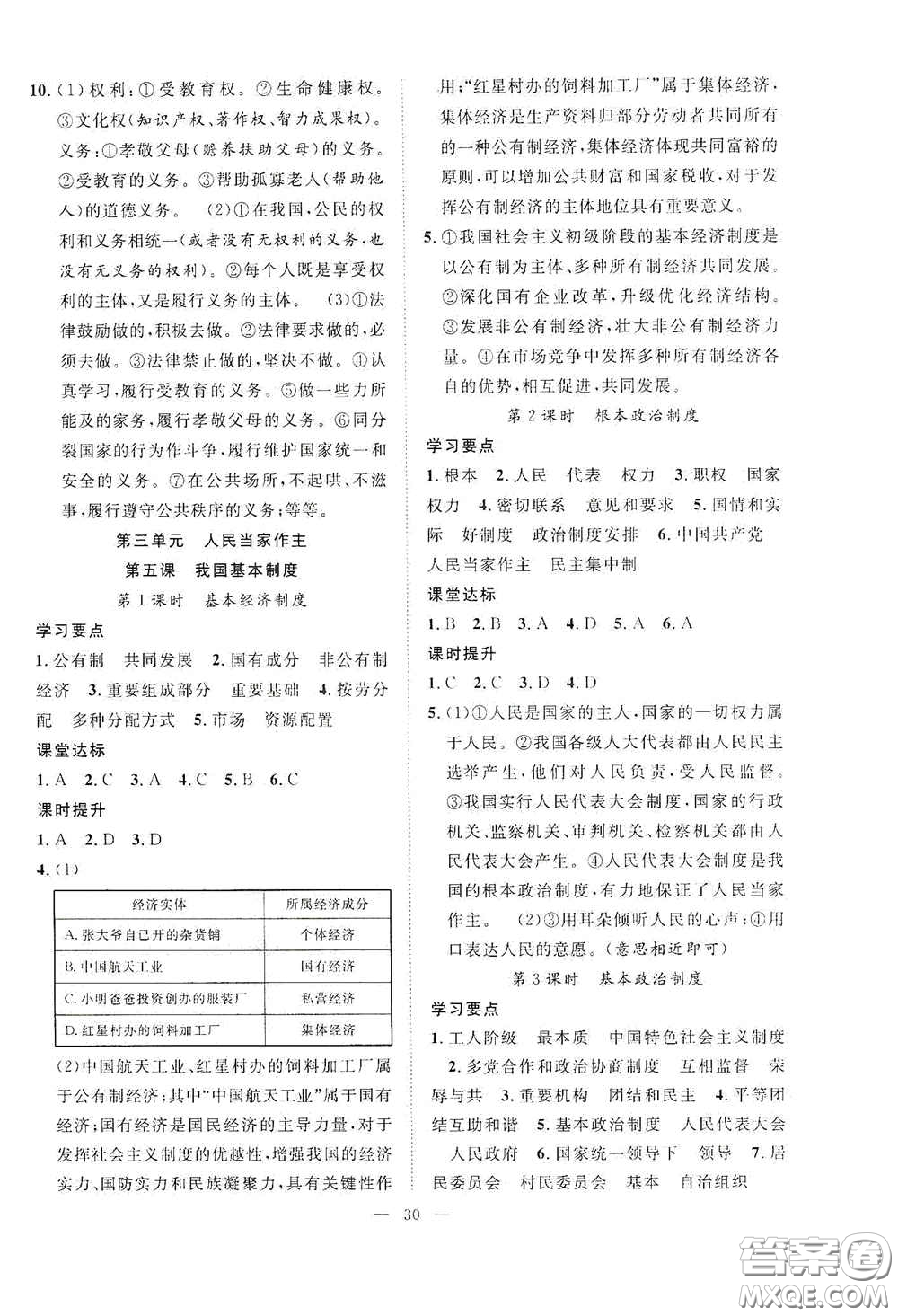 合肥大學(xué)出版社2020全頻道課時作業(yè)八年級道德與法治下冊人教版答案