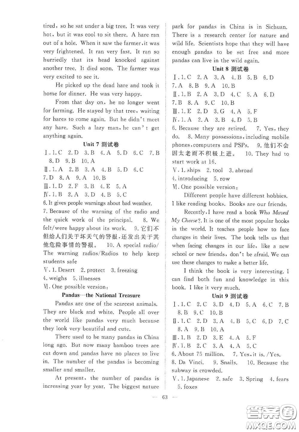 合肥大學(xué)出版社2020全頻道課時(shí)作業(yè)八年級(jí)英語(yǔ)下冊(cè)人教版答案