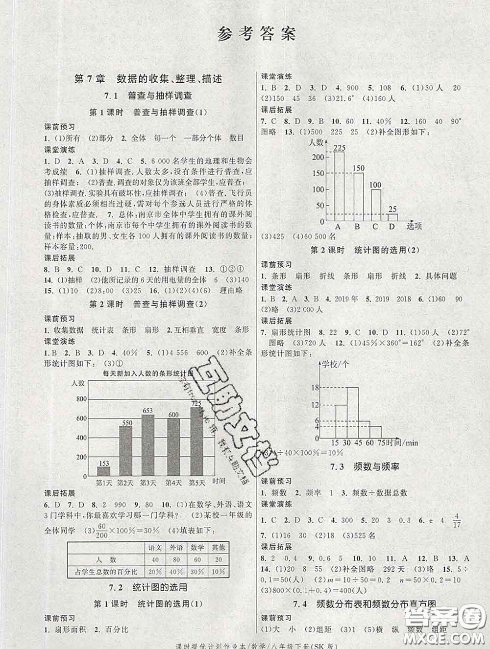 2020新版課時(shí)提優(yōu)計(jì)劃作業(yè)本八年級(jí)數(shù)學(xué)下冊(cè)蘇科版答案