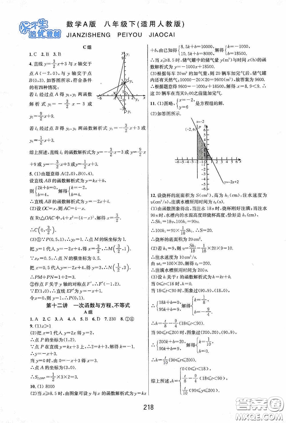 華東師范大學(xué)出版社2020尖子生培優(yōu)教材八年級數(shù)學(xué)下冊人教版A版答案