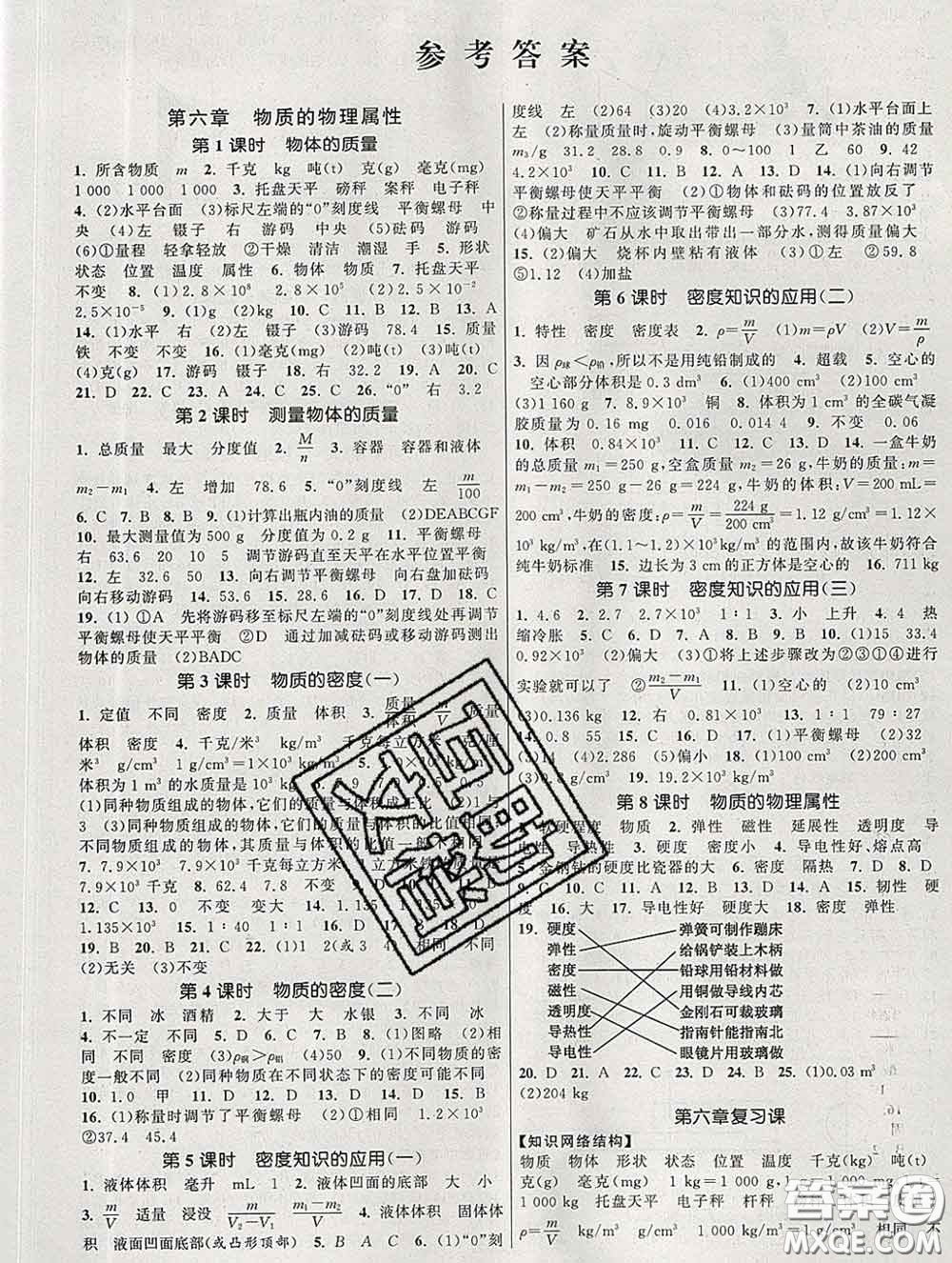 2020新版課時(shí)提優(yōu)計(jì)劃作業(yè)本八年級(jí)物理下冊(cè)蘇科版答案