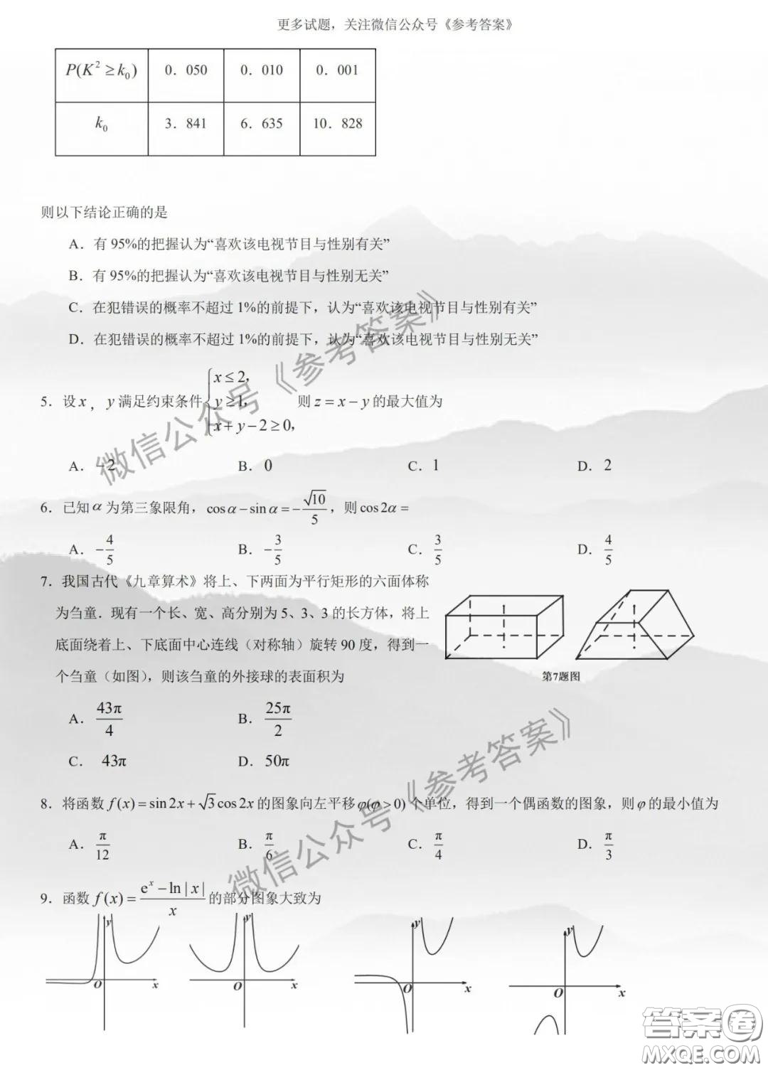 廈門市2020屆高中畢業(yè)班第一次質(zhì)量檢查文科數(shù)學(xué)試題及答案