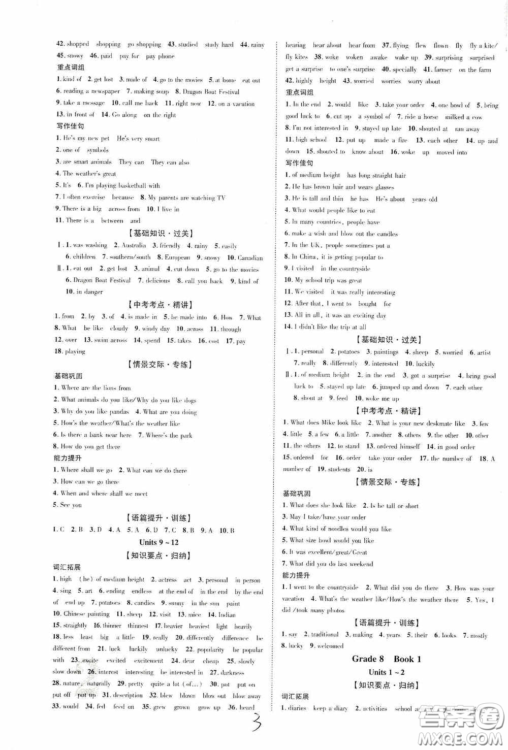 世界圖書(shū)出版公司2020陜西中考總復(fù)習(xí)優(yōu)化指導(dǎo)精講版英語(yǔ)人教版答案