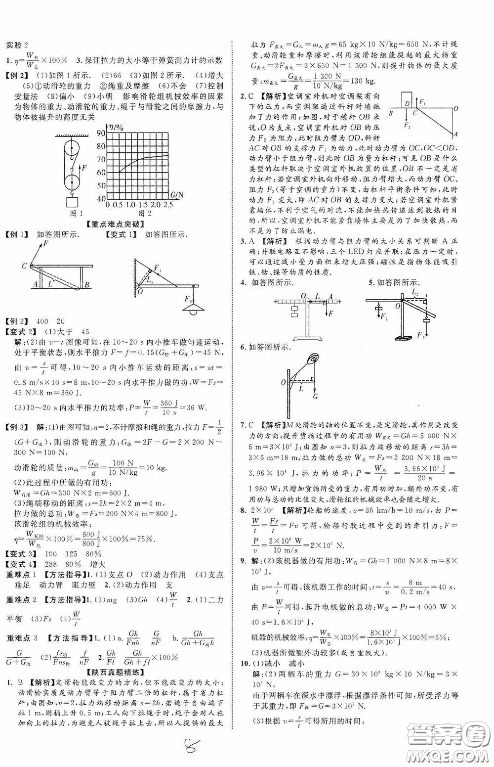 世界圖書出版公司2020陜西中考總復(fù)習(xí)優(yōu)化指導(dǎo)精講版物理答案