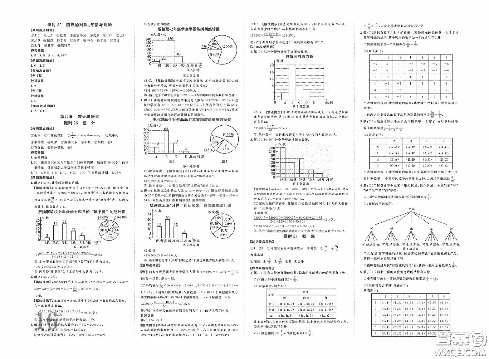 世界圖書出版公司2020陜西中考總復習優(yōu)化指導精講版數(shù)學答案